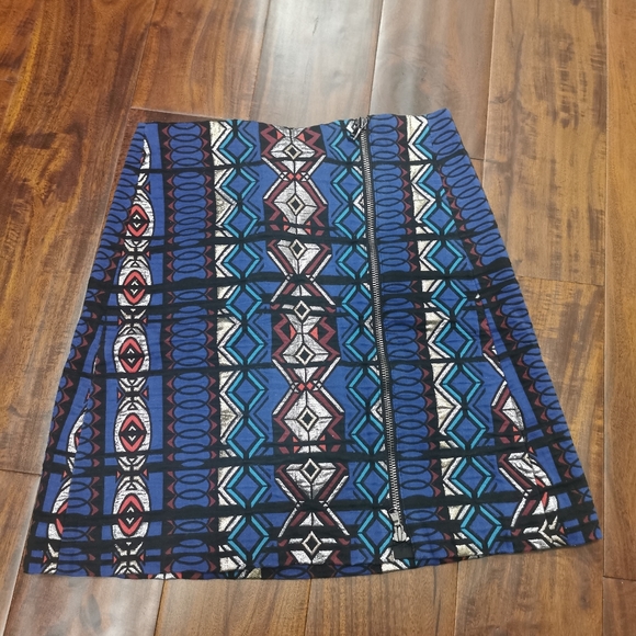 J. Crew Zip Windowpane Blue Jacquared Mini Skirt - Picture 5 of 8